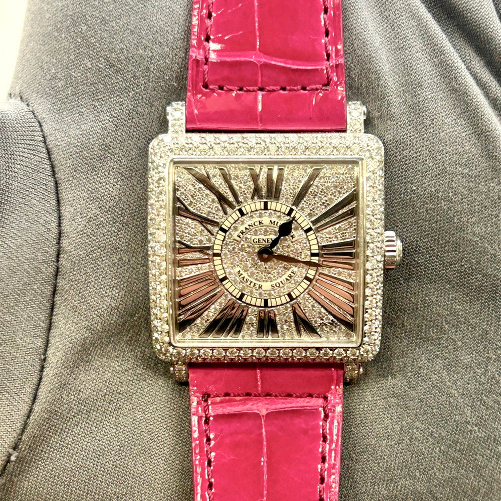 Franck Muller Master Square Relief 6002 L QZ R D CD – White Gold, Pink Strap