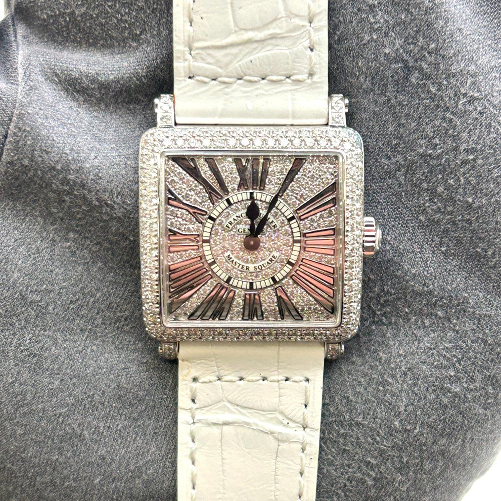 Franck Muller Master Square Relief 6002 S QZ R D CD – White Gold, White Strap