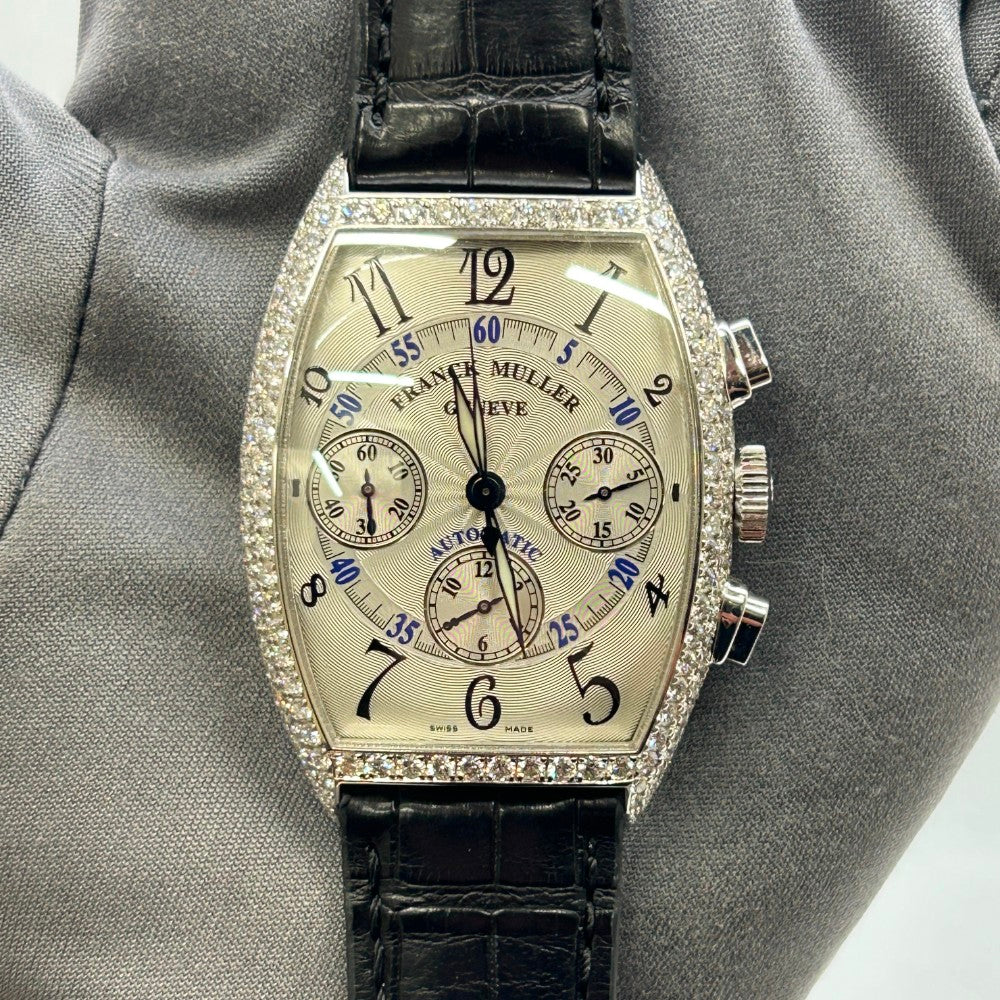Franck Muller Cintree Curvex Chronograph 7850 CC D – White Gold, Black Strap