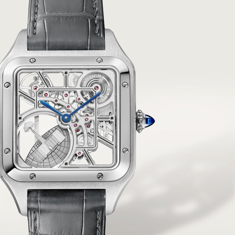 Cartier Santos-Dumont skeleton watch equipped with a micro-rotor WHSA0032