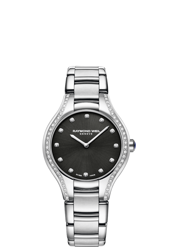 Raymond Weil Noemia 32mm Stainless Steel Diamond Dial Diamond Bezel On Bracelet Ladies Watch 5132-STS-20081