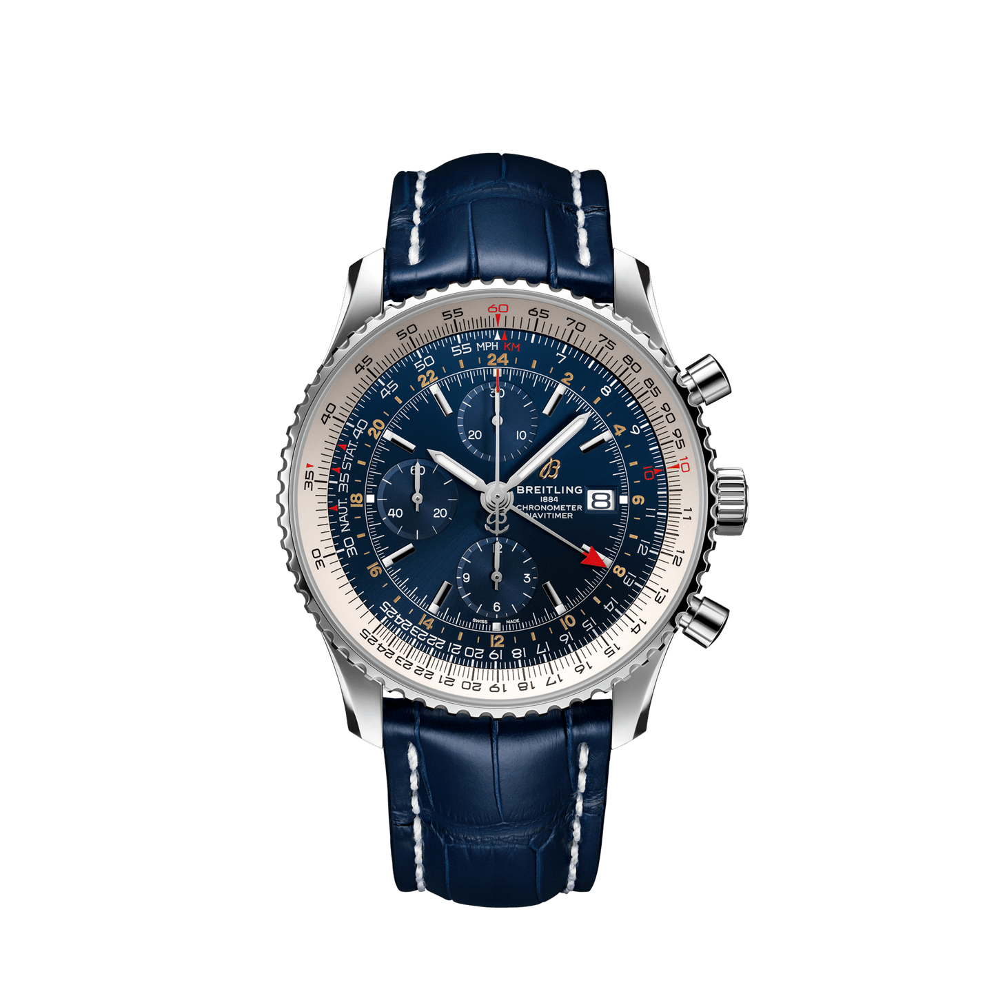 Breitling Navitimer Chronograph GMT 46 Stainless Steel On Tang Strap Men's Watch A24322121C2P1
