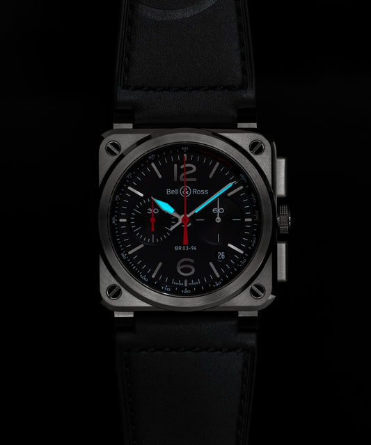 Bell & Ross Watch BR-03 Chrono Black Steel BR0394-BLC-ST/SCA