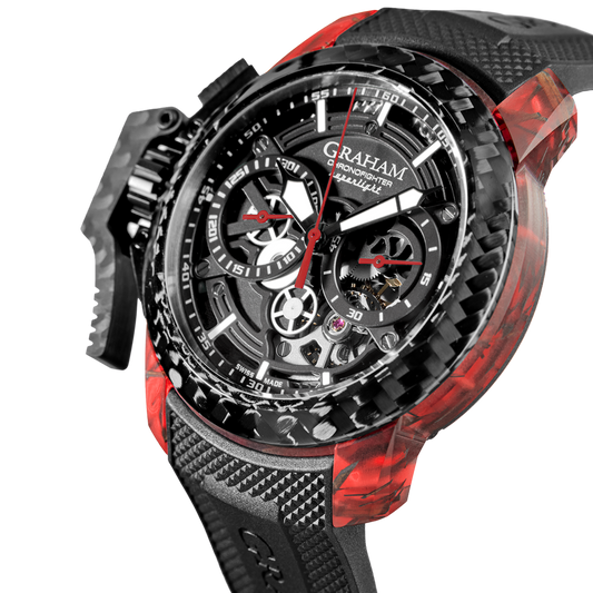 Graham CHRONOFIGHTER SUPERLIGHT CARBON SKELETON - TRANSLUCENT RED 2CCCK.B41A