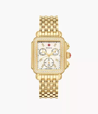 Michele Deco 18K Gold-Plated Diamond Watch MWW06A000777