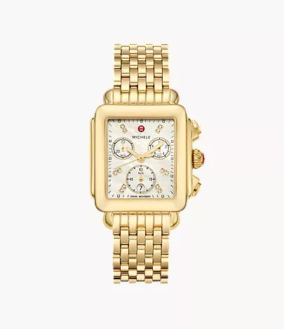 Michele Deco 18K Gold-Plated Diamond Dial Watch MWW06A000780