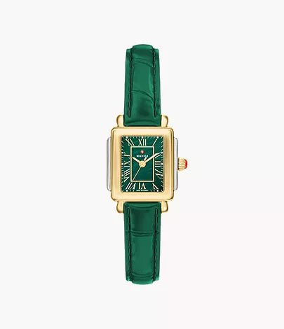 Michele Deco Madison Mini Lush Green Leather Watch MWW06D000182
