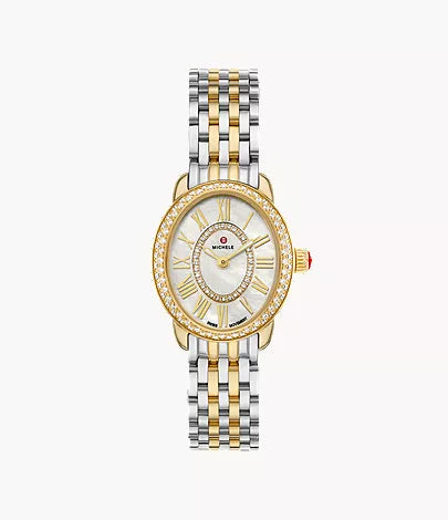 Michele Serein Oval Diamond Two-Tone 18K Gold-Plated Watch MWW21H000002