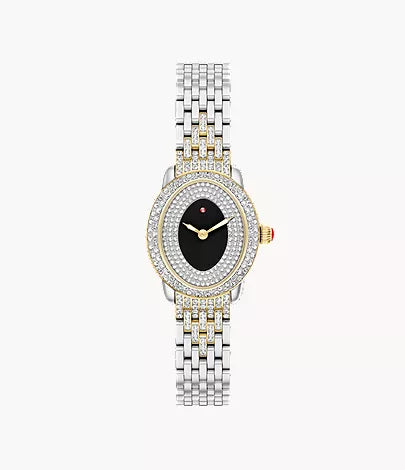 Michele Serein Oval Diamond 18K Two-Tone Gold-Plated Watch MWW21H000005