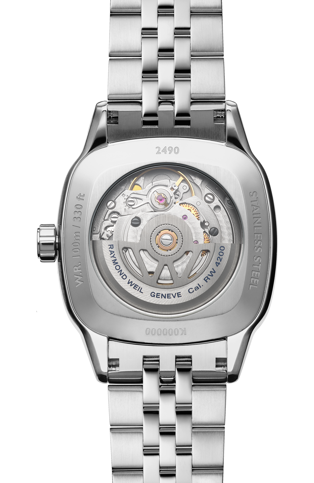 Raymond Weil simple Freelancer Ladies Automatic Ice Blue Dial Bracelet Cushion Shape Watch, 34 x 34 mm 2490-STS-50061