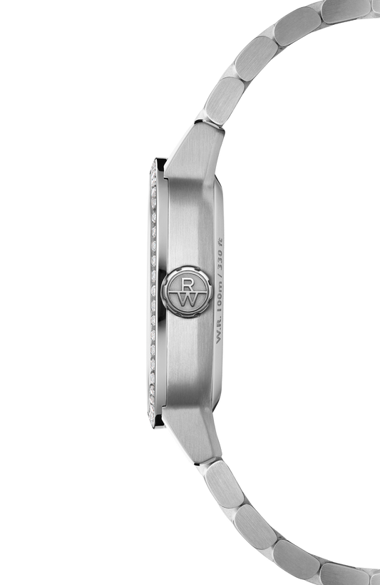 Raymond Weil simple Freelancer Ladies Automatic Ice Blue Dial Bracelet Cushion Shape Watch, 34 x 34 mm 2490-STS-50061
