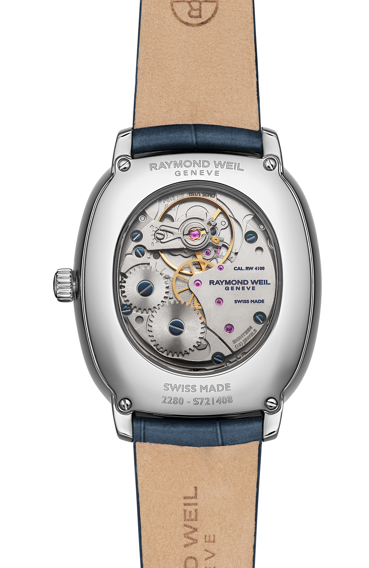 Raymond Weil simple Toccata Heritage Blue dial Mechanical Watch, 33 x 38 mm 2280-STC-50001