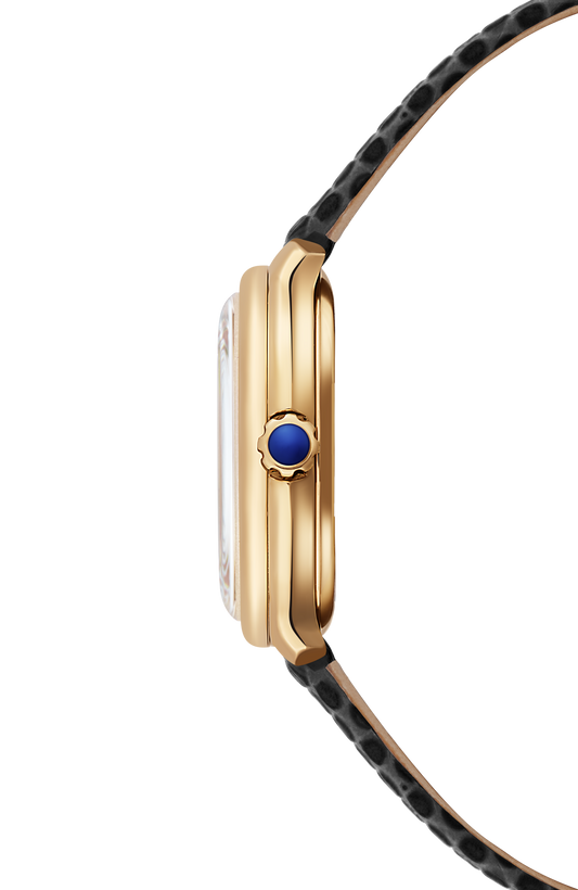 Raymond Weil simple Toccata Ladies Heritage Yellow Gold PVD White Mother-of-Pearl Leather Quartz Watch, 28 mm 5250-PC-97001