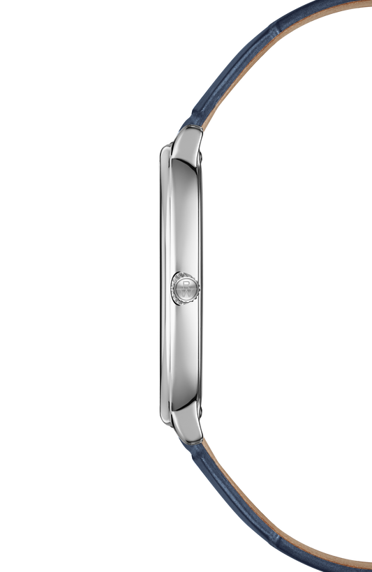 Raymond Weil simple Toccata Heritage Blue Dial Blue Leather Strap Quartz Watch, 31 x 36 mm 5280-STC-50001