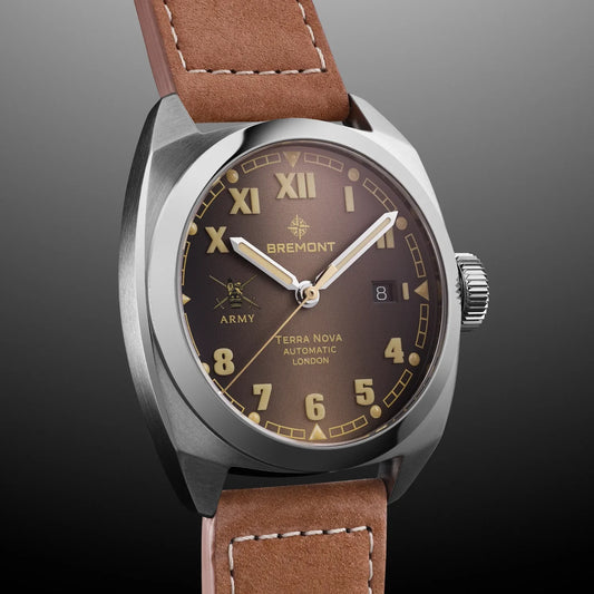 Bremont Watches | Mens | HMAF HMAF Terra Nova 40.5mm Date Leather Strap TN40-DT-SS-HMAF-BR-L-S