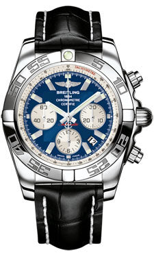 Breitling Chronomat 44 Steel Polished Bezel - Croco Strap - Deployant AB011012/C788-croco-black-deployant Men's Watch