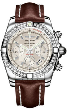 Breitling Chronomat 44 Steel 40 Dia Bezel - Leather Strap - Tang AB011053/G684-leather-brown-tang Men's Watch