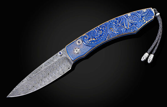 William Henry KNIVES B12 Gilded Blue Paisley