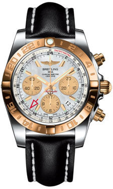 Breitling Chronomat 44 GMT CB042012/A739 Steel and Gold on leather-black-deployant Men's Watch