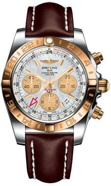 Breitling Chronomat 44 GMT CB042012/A739 Steel and Gold on leather-brown-deployant Men's Watch