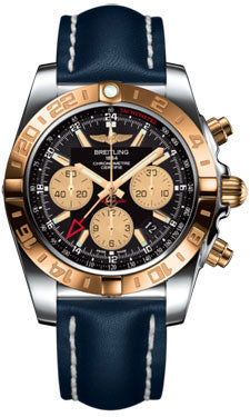 Breitling Chronomat 44 GMT CB042012/BB86 Steel and Gold on leather-blue-tang Men's Watch