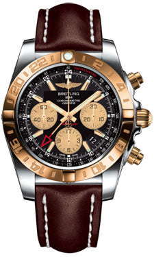 Breitling Chronomat 44 GMT CB042012/BB86 Steel and Gold on leather-brown-tang Men's Watch