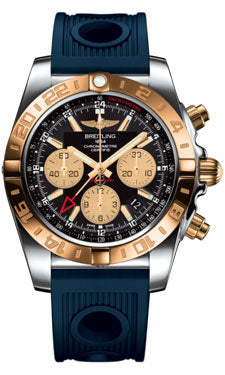 Breitling Chronomat 44 GMT CB042012/BB86 Steel and Gold on Ocean-Racer-Blue-Folding Men's Watch
