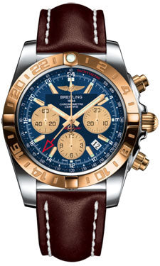 Breitling Chronomat 44 GMT CB042012/C858 Steel and Gold on leather-brown-tang Men's Watch