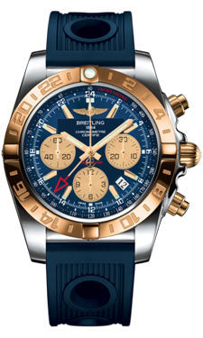 Breitling Chronomat 44 GMT CB042012/C858 Steel and Gold on Ocean-Racer-Blue-Folding Men's Watch