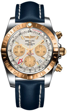Breitling Chronomat 44 GMT CB042012/G755 Steel and Gold on leather-blue-tang Men's Watch