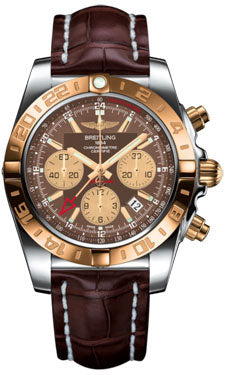 Breitling Chronomat 44 GMT CB042012/Q590 Steel and Gold on croco-brown-tang Men's Watch