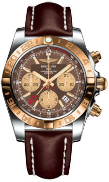 Breitling Chronomat 44 GMT CB042012/Q590 Steel and Gold on leather-brown-tang Men's Watch
