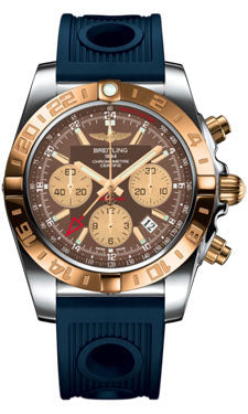 Breitling Chronomat 44 GMT CB042012/Q590 Steel and Gold on Ocean-Racer-Blue-Folding Men's Watch