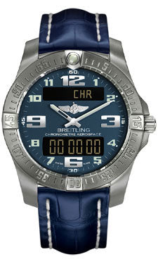 Breitling Aerospace Evo Croco Strap - Tang Buckle E7936310/C869-croco-blue-tang Men's Watch