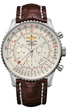 Breitling Navitimer GMT AB044121/G783 Croco Brown Strap Tang Mens Watch