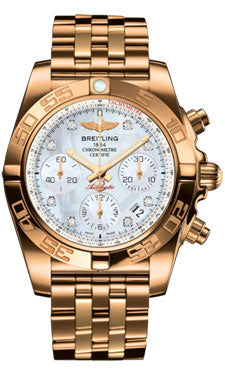 Breitling Chronomat 41 Rose Gold Polished Bezel - Pilot Bracelet HB014012/A723-pilot-rose-gold Men's Watch