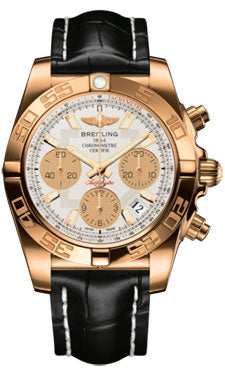 Breitling Chronomat 41 Rose Gold Polished Bezel - Croco Strap - Deployant HB014012/G713-croco-black-deployant Men's Watch