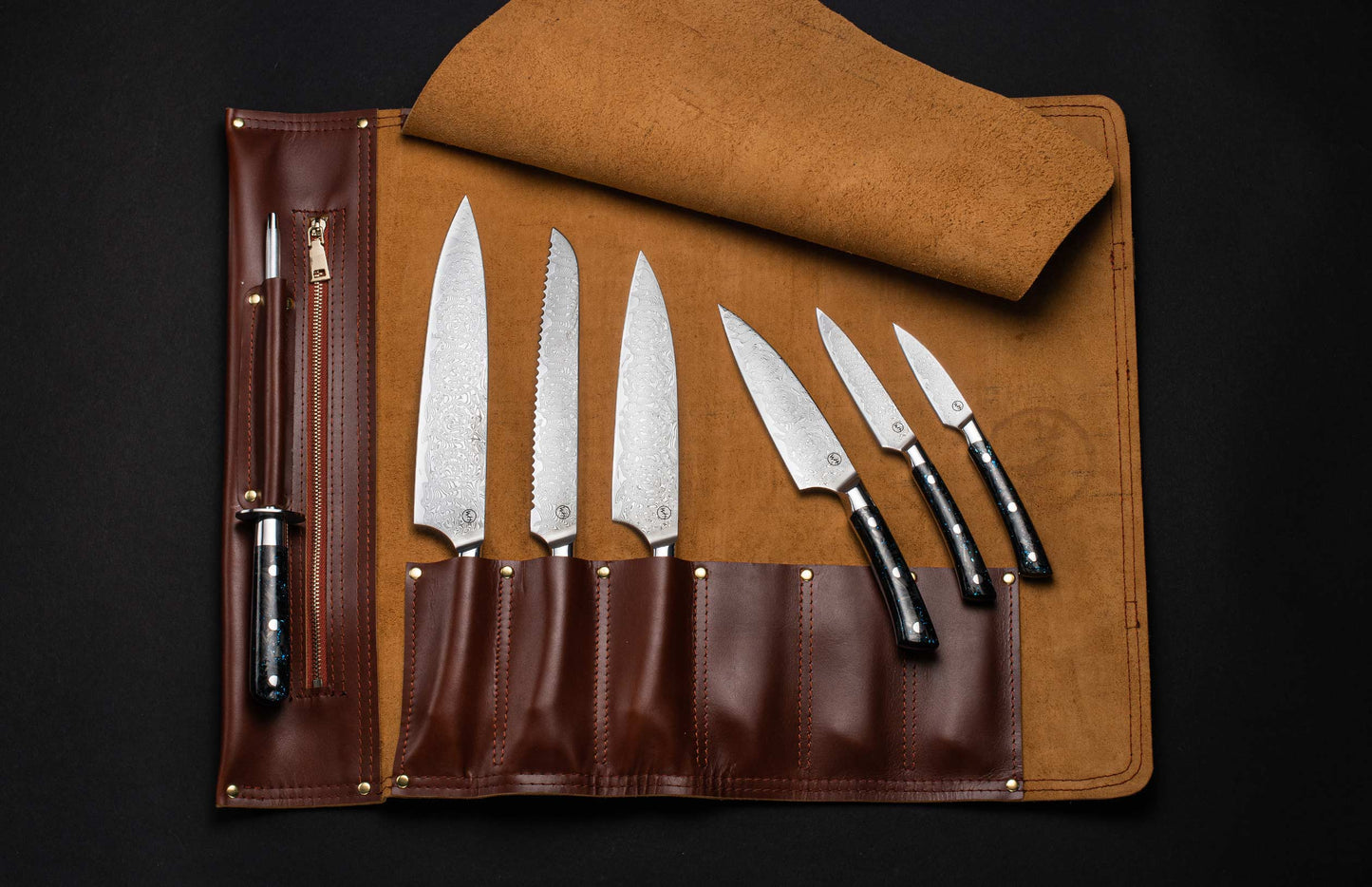 William Henry K19 Kultro Pro Chef Knives - Orb (Blue) / Black Walnut K19-WO