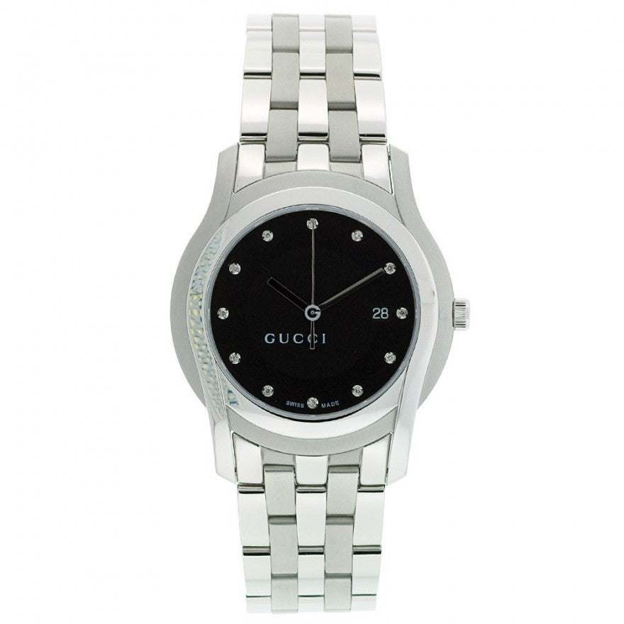 Gucci 5505 Stainless Steel Black Mens Watch Ya055213