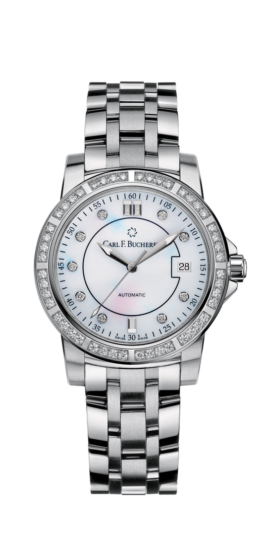 Carl F. Bucherer Patravi Auto Date Stainless Steel Diamonds On Bracelet Ladies Watch 00.10617.08.77.31