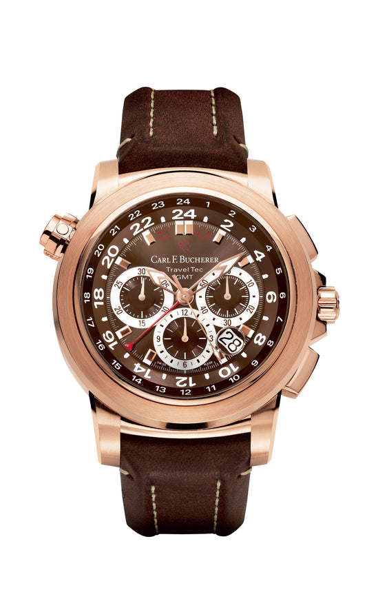 Carl F. Bucherer Patravi TravelTec GMT 18kt Rose Gold On Strap Men's Watch 00.10620.03.93.01