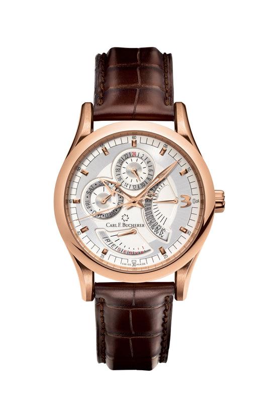 Carl F. Bucherer Manero RetroGrade 18kt Rose Gold On Strap Men's Watch 00.10901.03.16.01