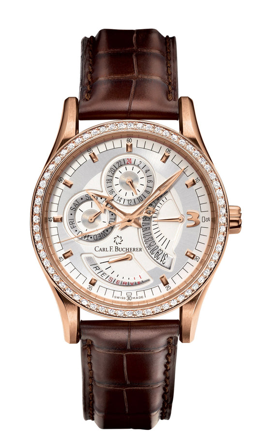 Carl F. Bucherer Manero RetroGrade 18kt Rose Gold Diamonds On Strap Men's Watch 00.10901.03.16.11