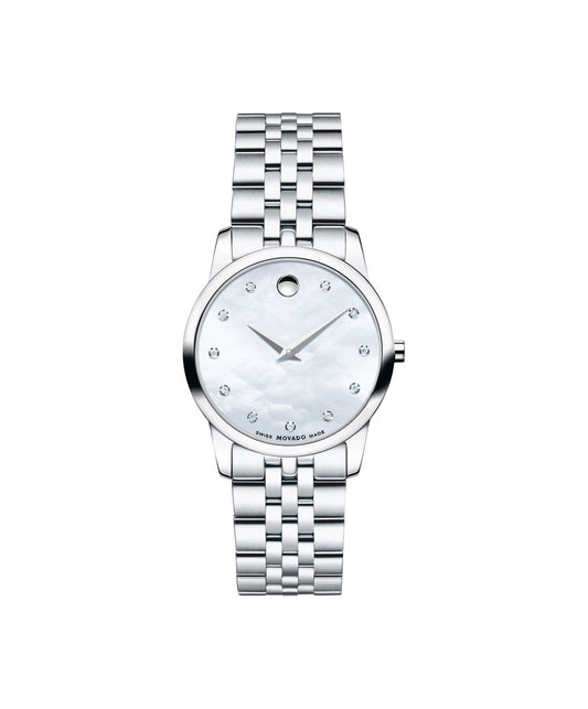 Movado Women's Museum Classic 28mm SS Diamond Dial On Bracelet 0606612