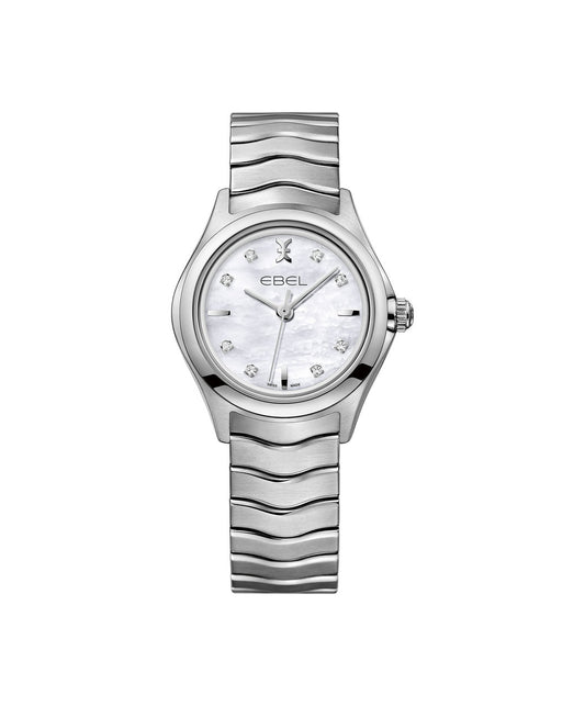 Ebel Wave Lady 30mm Stainless Steel MOP Diamond Dial On Bracelet Ladies Watch 1216193