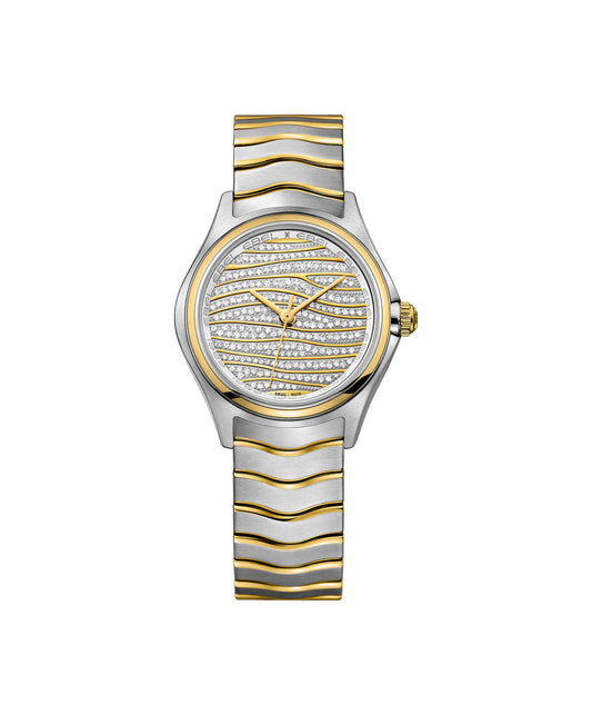 Ebel Wave Lady 30mm Two Tone Diamond Dial On Bracelet Ladies Watch 1216284