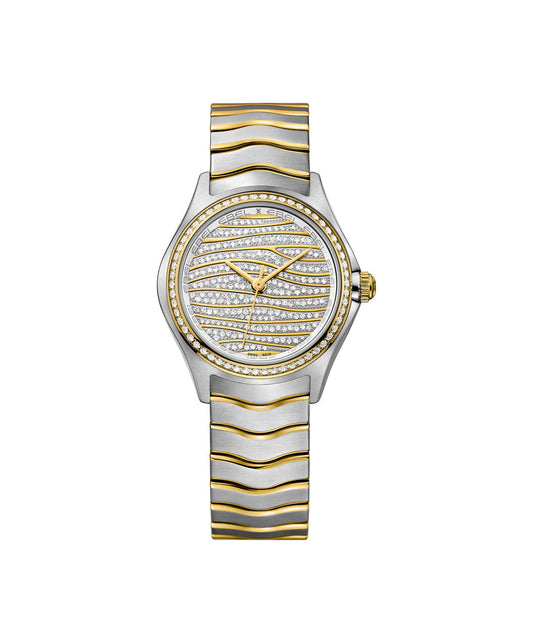 Ebel Wave Lady 30mm Two Tone Diamond Dial Diamond Bezel On Bracelet Ladies Watch 1216285