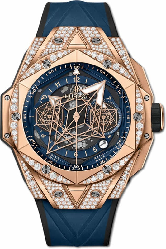 Big Bang Unico Sang Bleu II King Gold Blue Pavé 45mm