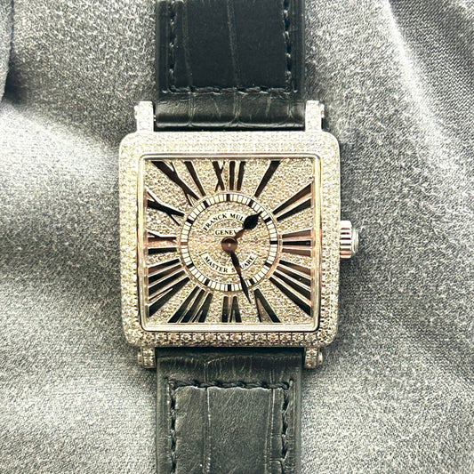Franck Muller Master Square 6002 S QZ D CD – White Gold, Black Strap