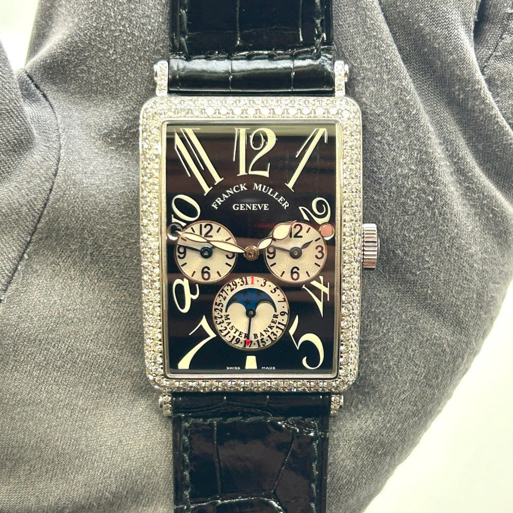 Franck Muller Long Island Master Banker 1250 MB L DT D – White Gold, Black Strap